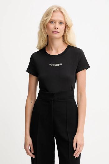 Bavlnené tričko Armani Exchange dámske, čierna farba, XW001455 AF10356