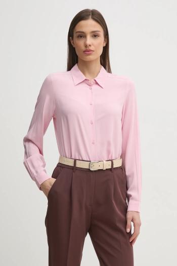 Košeľa United Colors of Benetton dámska, ružová farba, regular, s klasickým golierom, 5WPWDQ0B0