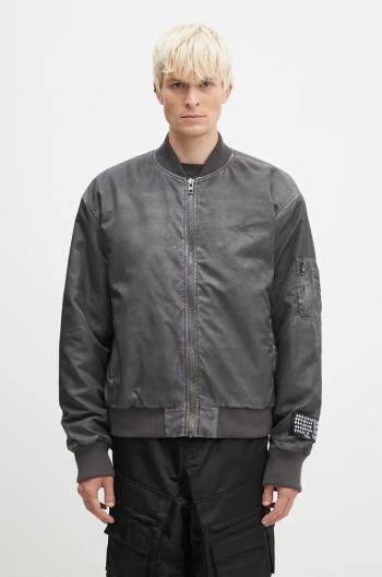 Bunda KSUBI Royalty Bomber pánska, šedá farba, prechodná, oversize, MFA24JK012