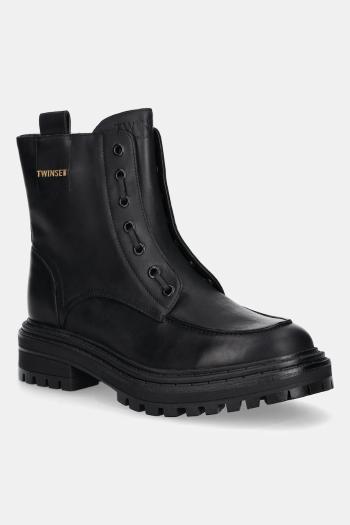 Kožené workery Twinset čierna farba, na platforme, 252TCP184