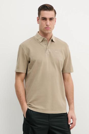Bavlnené polo tričko Armani Exchange pánske, béžová farba, jednofarebné, XM000509 AF13055