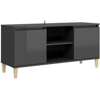 SHUMEE masívne drevené nohy sivý vysoký lesk 103,5 × 35 × 50 cm (805967)