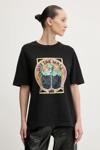 Bavlnené tričko Vans dámske, čierna farba, VN000NXFBLK1