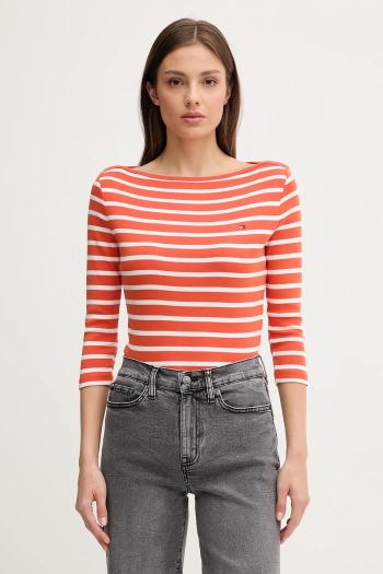 Bavlnené tričko s dlhým rukávom Tommy Hilfiger čierna farba, WW0WW40589