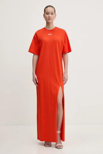 Šaty MSGM červená farba, maxi, rovný strih, 3841MDA83.257002