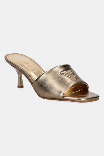 Šľapky Guess LUSINE dámske, zlatá farba, na vysokom podpätku, FLJLUS LEL03