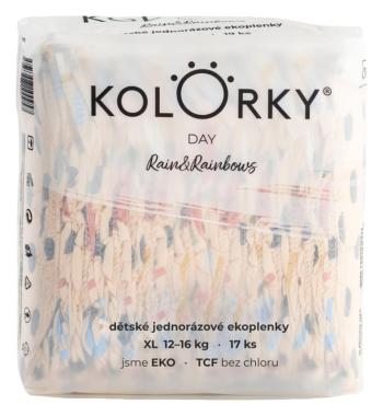 KOLORKY DAY Plienky jednorazové eko, dážď&dúhy XL (12-16 kg) 17 ks