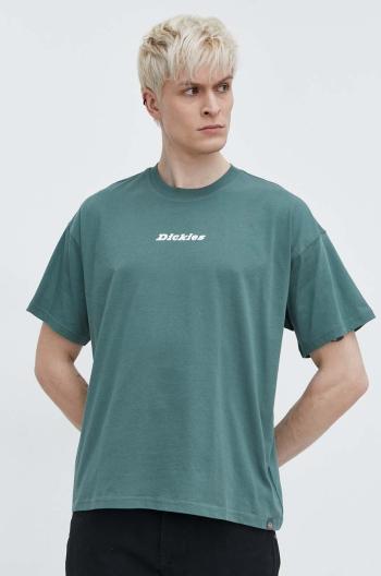 Bavlnené tričko Dickies ENTERPRISE TEE SS pánske, zelená farba, s potlačou, DK0A4YRN