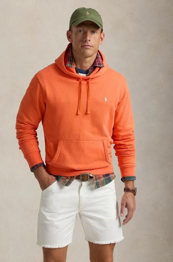 Bavlnená mikina Polo Ralph Lauren pánska, oranžová farba, s kapucňou, jednofarebná, 710916690