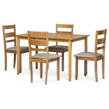 Jedálenský set z masívneho dreva so 4 stoličkami,120 x 75 x 75 cm, hnedý
