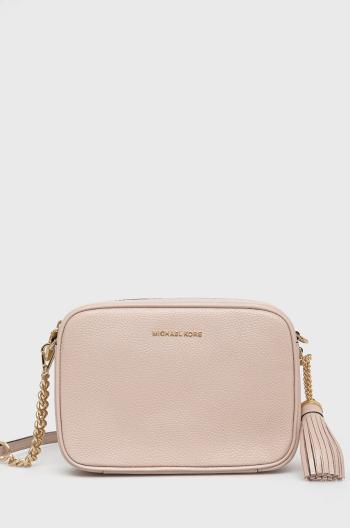 Kožená kabelka MICHAEL Michael Kors ružová farba