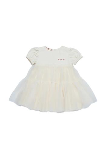 Detské bavlnené šaty Marni MD294B DRESS béžová farba, mini, áčkový strih, M01439
