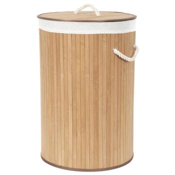 Compactor Bambusový kôš na bielizeň s vekom Compactor Bamboo - okrúhly, prírodný, 40 x 60 cm