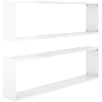 Shumee - Nástenné kocky 2 ks biele lesklé 100×15×30 cm drevotrieska, 807097