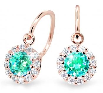 Cutie Jewellery Krásne detské náušnice z ružového zlata C2745-10-X-4 svetlo zelená