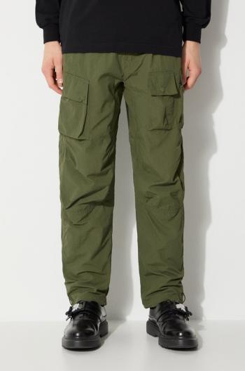 Nohavice Maharishi Veg Dyed Cargo Track Pants Japanese pánske, zelená farba, rovné, 5040.OLIVE