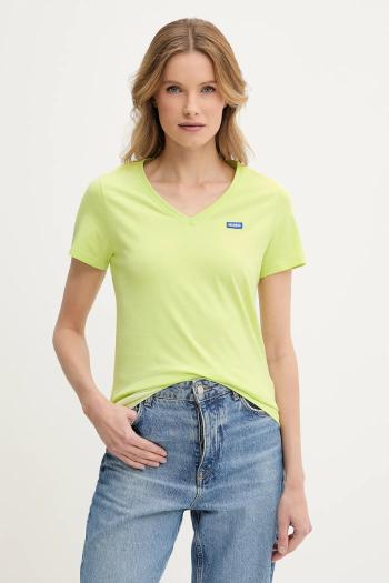 Bavlnené tričko Hugo Blue dámske, zelená farba, 50513667