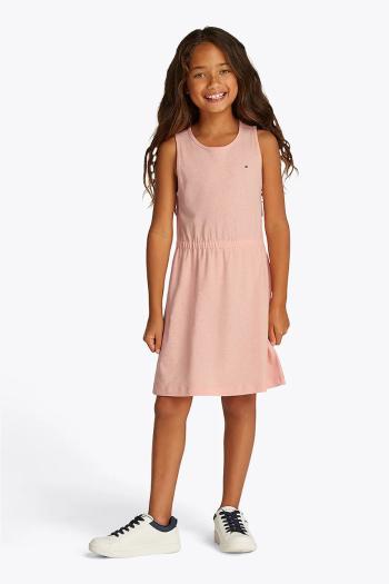 Dievčenské šaty Tommy Hilfiger oranžová farba, mini, rovný strih, KG0KG08481