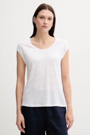 Ľanové tričko United Colors of Benetton biela farba, 37UJE16B1
