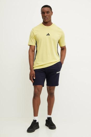 Bavlnené tričko adidas Essentials pánske, žltá farba, s nášivkou, JE6387
