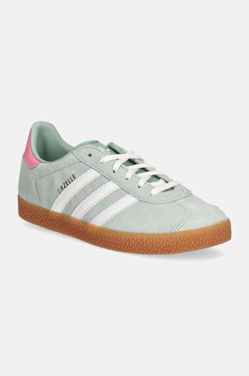 Detské semišové tenisky adidas Originals GAZELLE zelená farba, IG9152