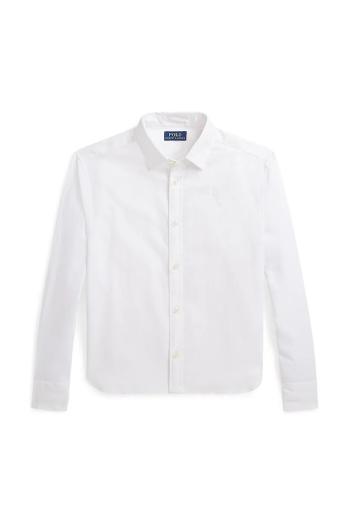 Detská ľanová košeľa Polo Ralph Lauren biela farba, 313964549001