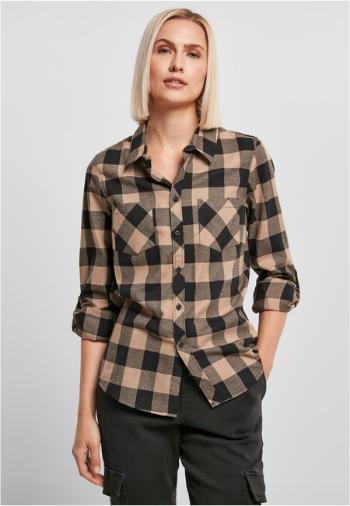 Urban Classics Ladies Turnup Checked Flanell Shirt black/softtaupe