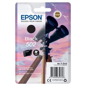 Epson originál ink C13T02V14010, T02V140, 502, black, 210str., 4.6ml, Epson XP-5100, XP-5105, WF-2880dwf, WF2865dwf, čierna