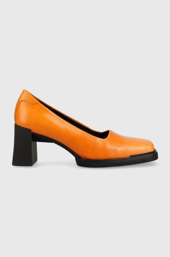 Kožené lodičky Vagabond Shoemakers Edwina oranžová farba, na podpätku,
