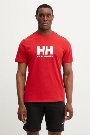 Bavlnené tričko Helly Hansen HH LOGO pánske, červená farba, s potlačou, 54596