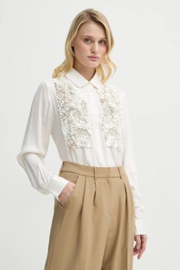 Košeľa Bruuns Bazaar dámska, béžová farba, regular, s klasickým golierom, BBW4374