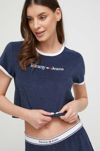 Plážové tričko Tommy Jeans tmavomodrá farba