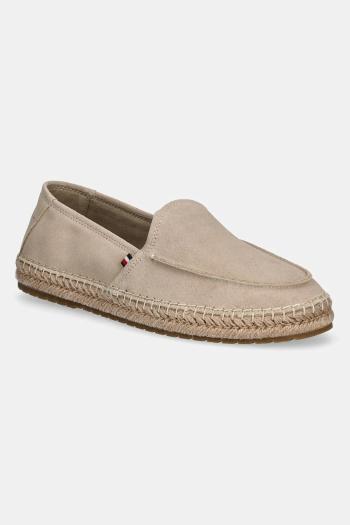 Semišové espadrilky Tommy Hilfiger HILFIGER FLEX ESPA SUEDE LOAFER béžová farba, FM0FM05392
