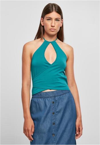 Urban Classics Ladies Short Wraped Neckholder Top watergreen - L