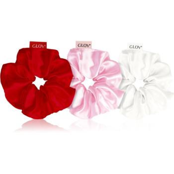 GLOV Satin Scrunchies L gumičky do vlasov White/Pink/Red 3 ks
