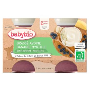 BABYBIO Brassé z ovseného mlieka banán čučoriedka 2x 130 g