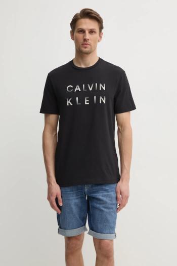 Bavlnené tričko Calvin Klein pánske, čierna farba, s potlačou, K10K114156