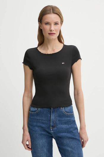 Tričko Tommy Jeans dámske, čierna farba, DW0DW20623