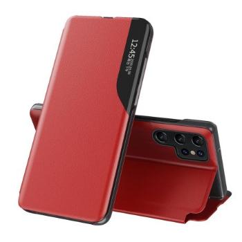 MG Eco Leather View knižkové puzdro na Samsung Galaxy S25 Ultra, červené