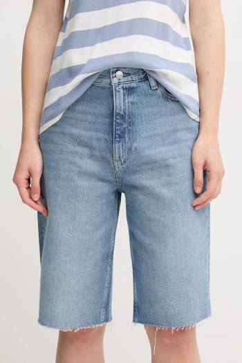 Bavlnené rifľové šortky Calvin Klein Jeans dámske, jednofarebné, vysoký pás, J20J225200