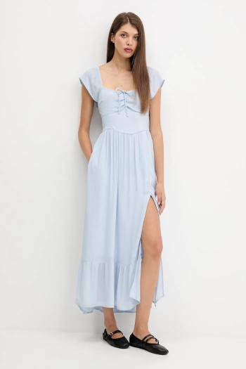 Šaty Hollister Co. modrá farba, maxi, áčkový strih, KI359-5298