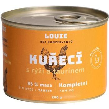 LOUIE Kompl. krmivo pre mačky - kuracie (95 %) s ryžou (5 %) a taurínom 200 g (8595174345641)