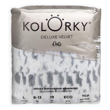 KOLORKY DELUXE VELVET Jednorazové EKO plienky bodky L (8-13 kg) 19 kusov