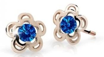 Cutie Jewellery Pôvabné detské náušnice z ružového zlata C2204-30-X-4 modrá