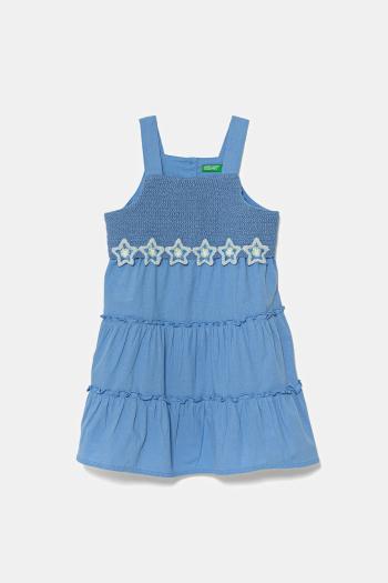 Dievčenské bavlnené šaty United Colors of Benetton čierna farba, midi, áčkový strih, 47JKGV02F