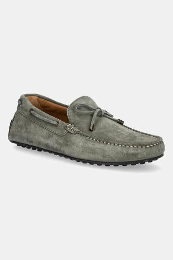 Semišové mokasíny Hackett London DRIVER LACE zelená farba, HMS21484