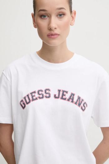 Bavlnené tričko Guess Jeans dámske, biela farba, W5RI41 K8HM0