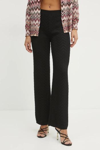 Nohavice Missoni dámske, čierna farba, široké, vysoký pás, DS25SI05.BK044U