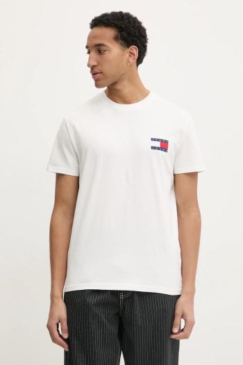 Tričko Tommy Jeans pánske, biela farba, s potlačou, DM0DM20346