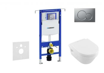 GEBERIT - Duofix Set predstenovej inštalácie, klozetu a dosky Villeroy & Boch, tlačidla Sigma01, DirectFlush, SoftClose, CeramicPlus, matný chróm 111.355.00.5 NB3